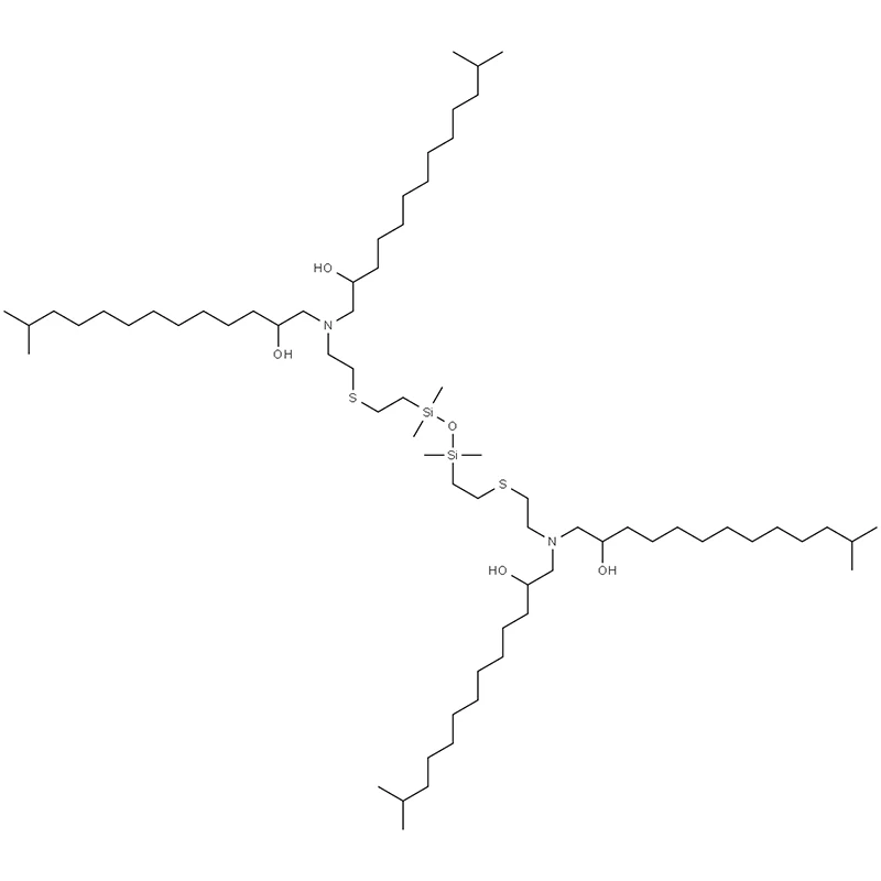 14,28-bis(2-hydroxi-12-metyltridecyl)-2,20,20,22,22,40-hexametyl-21-oxa-17,25-ditia-14,28-diaza-20,22-disilahentetrakontan-12,30-diol