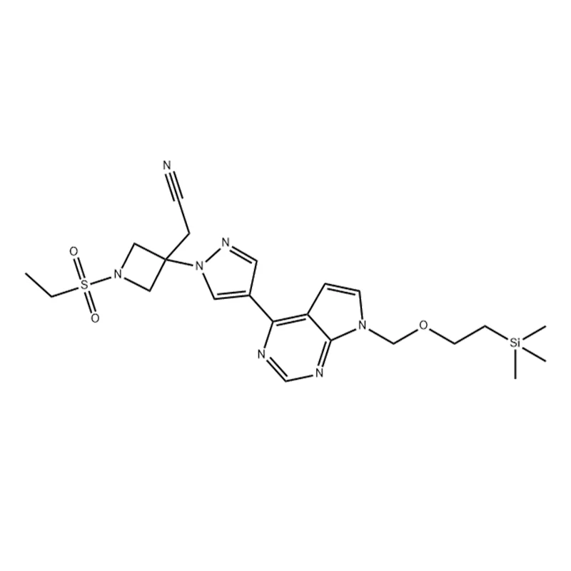 2-(1-(etylsulfonyl)-3-(4-(7-((2-(trimetylsilyl)etoxi)metyl)-7H-pyrrolo[2,3-d]pyrimidin-4-yl)-1H-pyrazol-1-yl)azetidin-3-yl)acetonitril