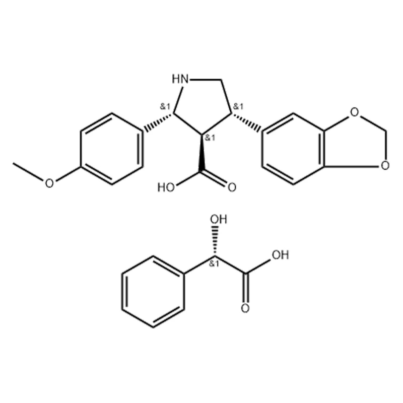3-Pyrrolidinkarboxylsyra, 4-(1,3-bensodioxol-5-yl)-2-(4-metoxifenyl)-, (2R,3R,4S)-, (aS)-a-hydroxibensenacetat