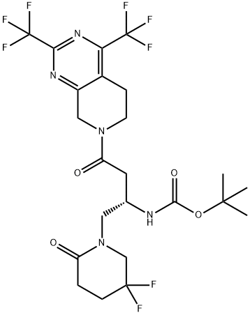 tert-butyl ((1S)-3-{2,4-bis(trifluormetyl)-5,8-dihydropyrido[3,4-d]pyrimidin-7(6H)-yl}-1-[(5,5-difluor-2-oxopiperidin-1-yl)metyl]-3-oxopropyl)karbamat