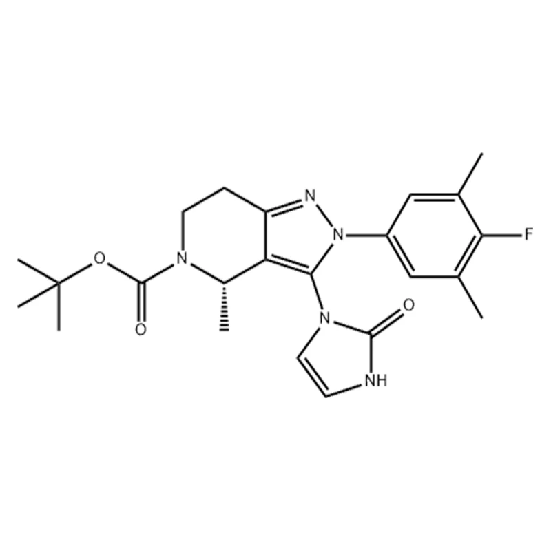 tert-butyl (S)-2-(4-fluor-3,5-dimetylfenyl)-4-metyl-3-(2-oxo-2,3-dihydro-lH-imidazol-1-yl)-2,4,6,7-tetrahydro-5H-pyrazolo[4,3-c]pyridin-5-karboxylat