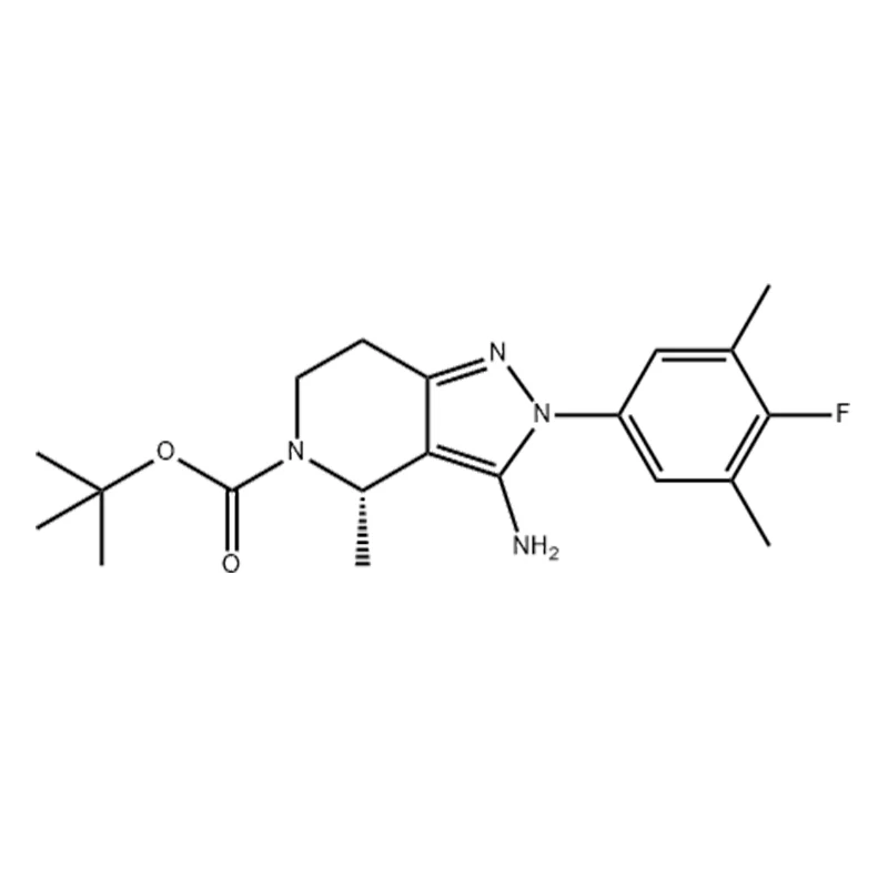 tert-butyl (S)-3-amino-2-(4-fluor-3,5-dimetylfenyl)-4-metyl-2,4,6,7-tetrahydro-5H-pyrazolo[4,3-c]pyridin-5-karboxylat